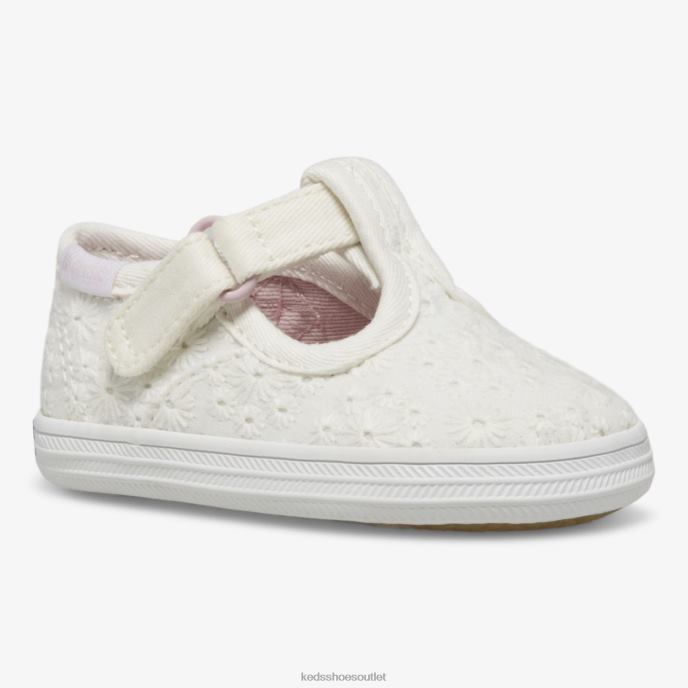 Footwear Champion Toe Cap T-Strap Little Kid Keds 4D6HZ248 White Eyelet