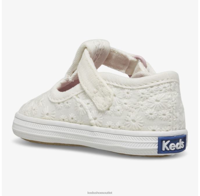 Footwear Champion Toe Cap T-Strap Little Kid Keds 4D6HZ248 White Eyelet