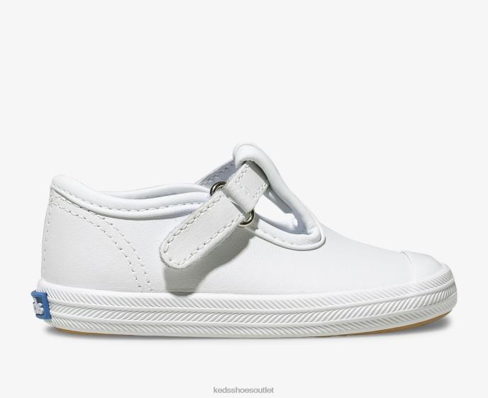 Footwear Champion Toe Cap T-Strap Sneaker Little Kid Keds 4D6HZ232 White Leather