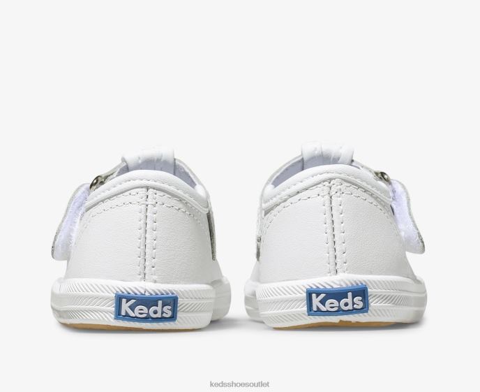 Footwear Champion Toe Cap T-Strap Sneaker Little Kid Keds 4D6HZ232 White Leather