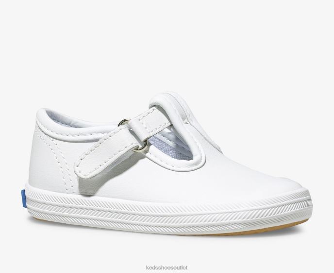 Footwear Champion Toe Cap T-Strap Sneaker Little Kid Keds 4D6HZ232 White Leather