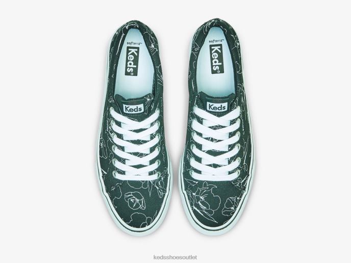 Footwear Jump Kick Canvas Hand Drawn Floral Sneaker Women Keds 4D6HZ201 Black White