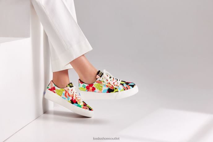 Footwear Jump Kick Duo Tropical Print Sneaker Women Keds 4D6HZ156 Black Coral