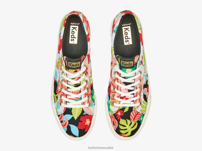 Footwear Jump Kick Duo Tropical Print Sneaker Women Keds 4D6HZ156 Black Coral