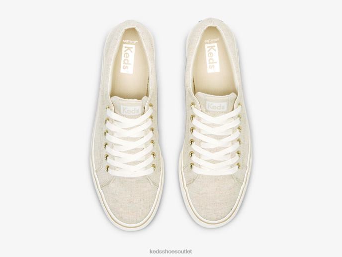 Footwear Jump Kick Linen Fleck Sneaker Women Keds 4D6HZ204 Oatmeal