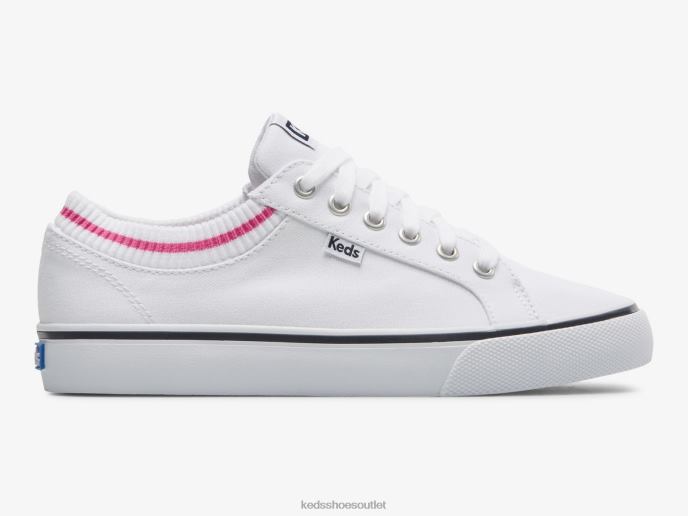 Footwear Jump Kick Rib Knit Collar Sneaker Women Keds 4D6HZ192 White Pink