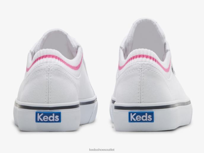 Footwear Jump Kick Rib Knit Collar Sneaker Women Keds 4D6HZ192 White Pink