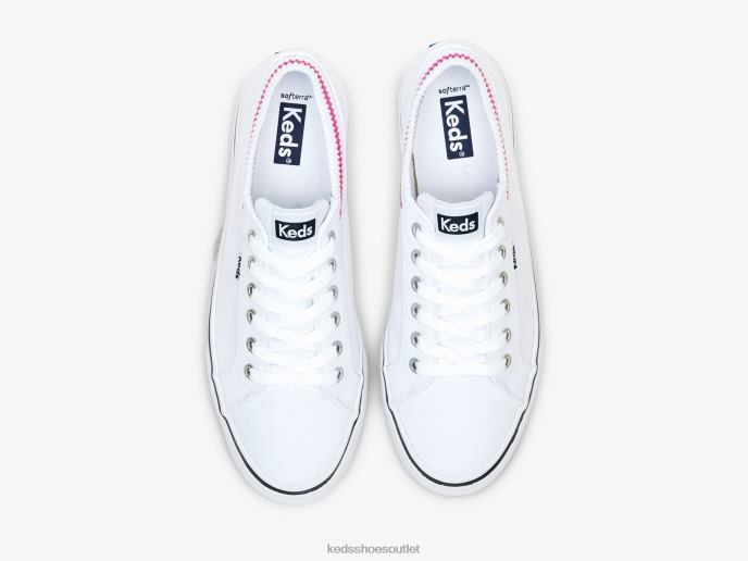 Footwear Jump Kick Rib Knit Collar Sneaker Women Keds 4D6HZ192 White Pink