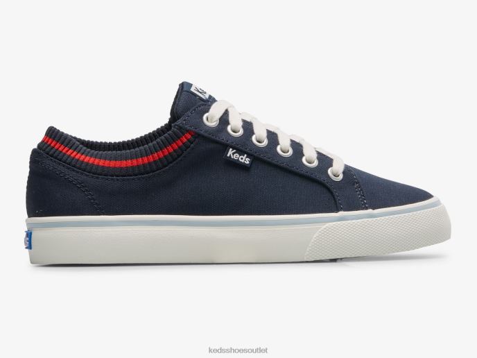 Footwear Jump Kick Rib Knit Collar Sneaker Women Keds 4D6HZ194 Navy Red