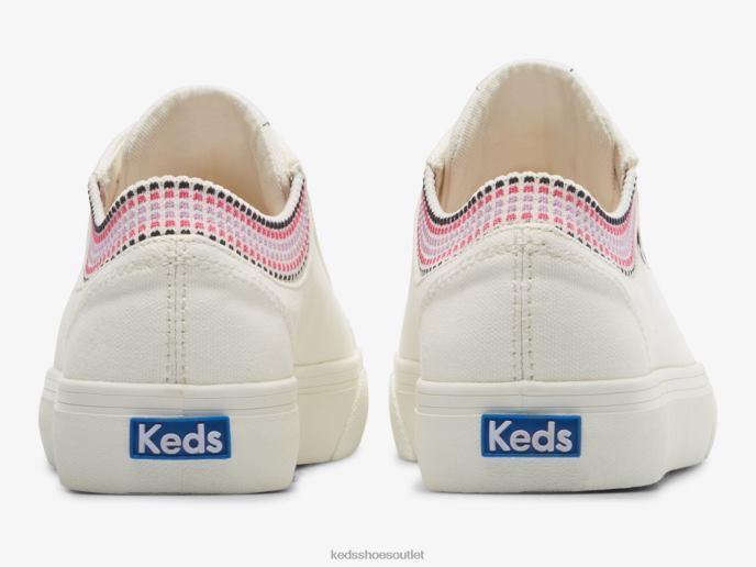 Footwear Jump Kick Rib Knit Collar Squares Sneaker Women Keds 4D6HZ190 White Multi