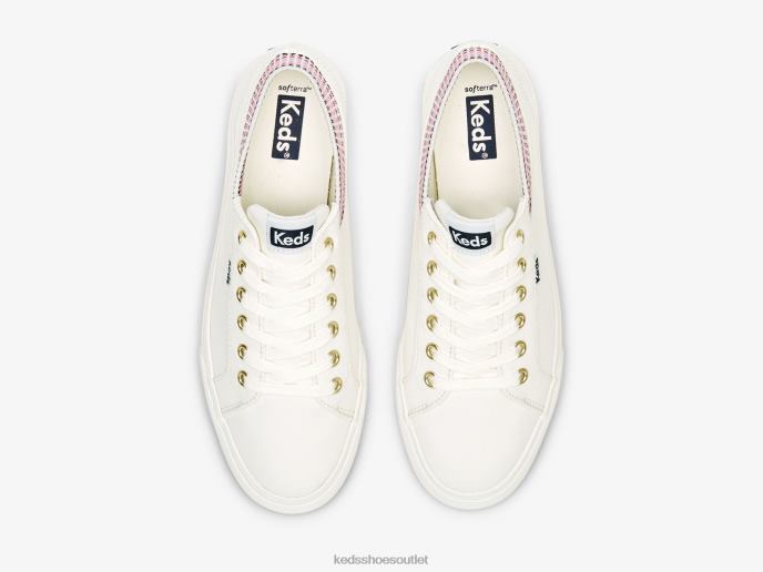 Footwear Jump Kick Rib Knit Collar Squares Sneaker Women Keds 4D6HZ190 White Multi