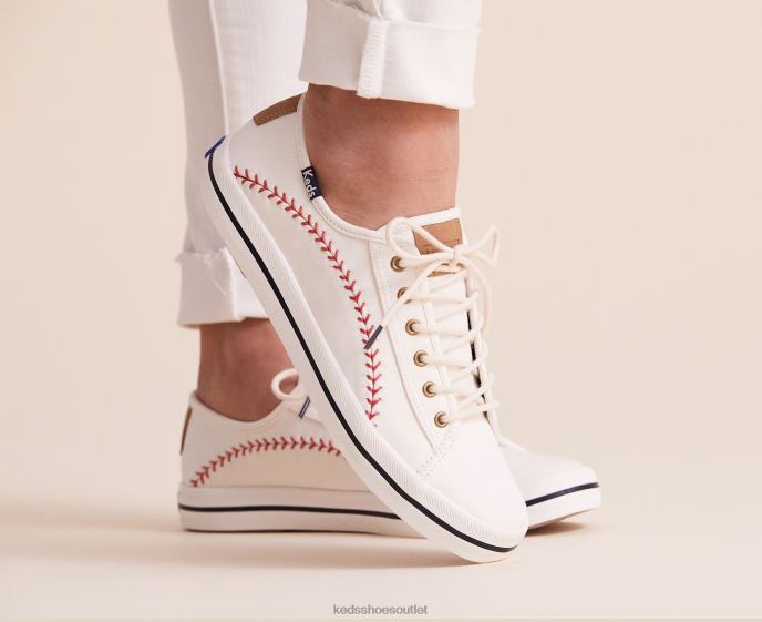 Footwear Kickstart Pennant Sneaker Women Keds 4D6HZ131 Off White Canvas