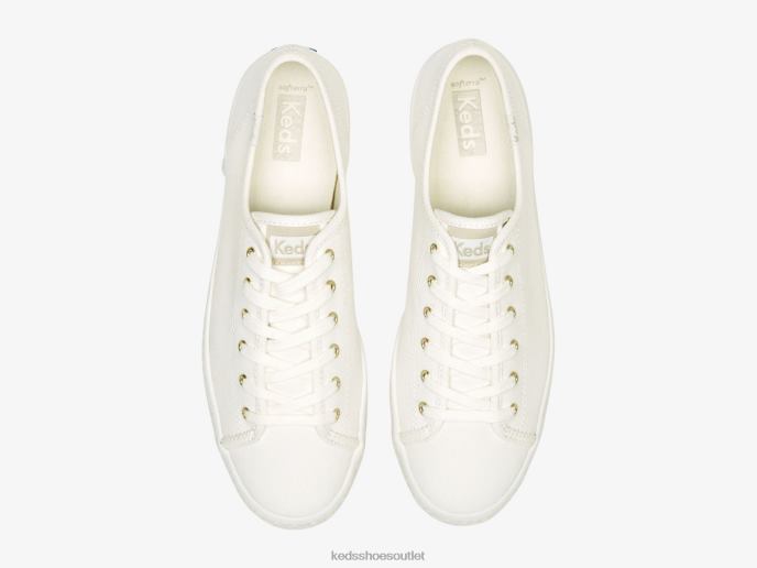 Footwear Triple Kick Canvas Emboss Foxing Sneaker Women Keds 4D6HZ171 Snow White