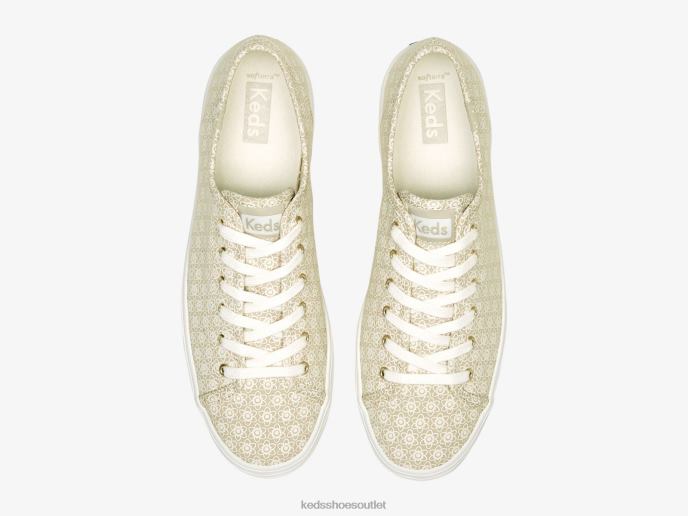 Footwear Triple Kick Canvas Floral Print Sneaker Women Keds 4D6HZ185 Tan White