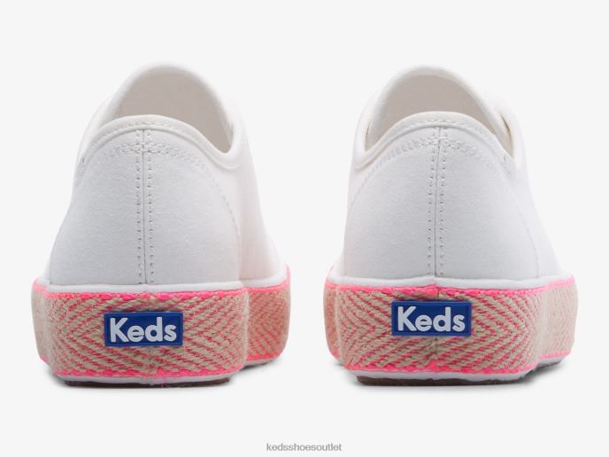 Footwear Triple Kick Canvas Jute Foxing Sneaker Women Keds 4D6HZ167 White Neon Pink
