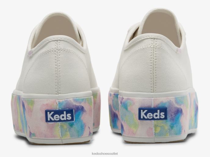 Footwear Triple Up Abstract Floral Foxing Sneaker Women Keds 4D6HZ172 White Multi