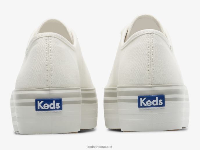 Footwear Triple Up Canvas Foxing Stripe Sneaker Women Keds 4D6HZ183 White Grey