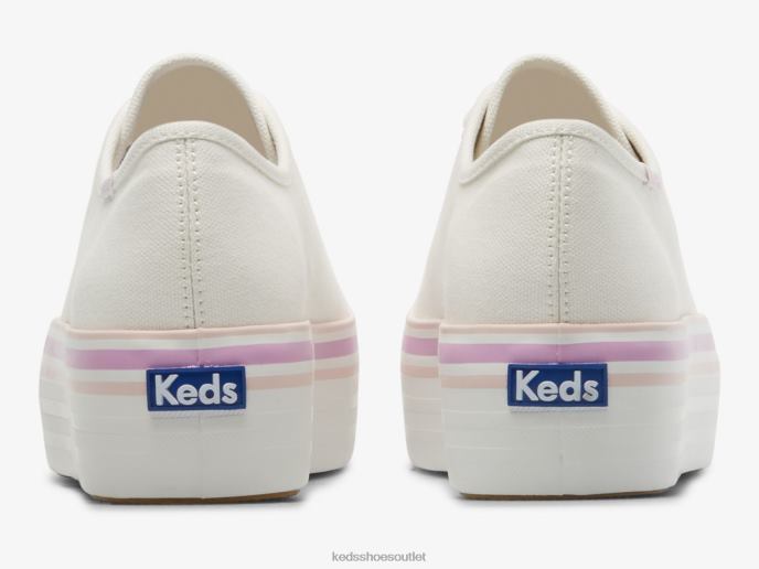 Footwear Triple Up Canvas Foxing Stripe Sneaker Women Keds 4D6HZ184 White Lilac