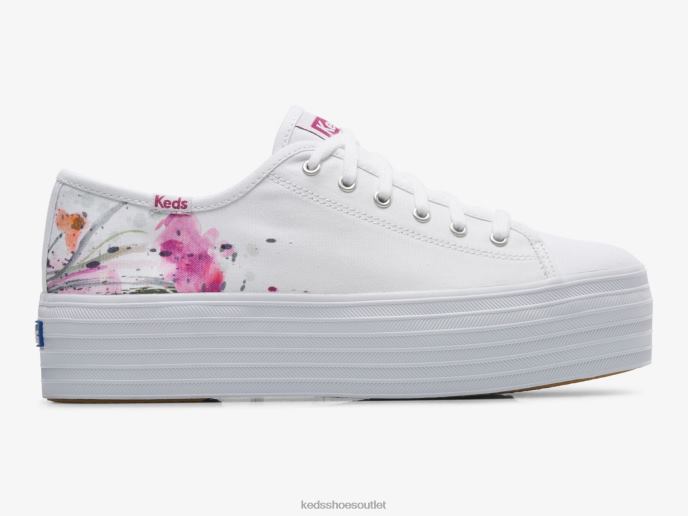 Footwear Triple Up Canvas Painterly Floral Sneaker Women Keds 4D6HZ161 White Pink