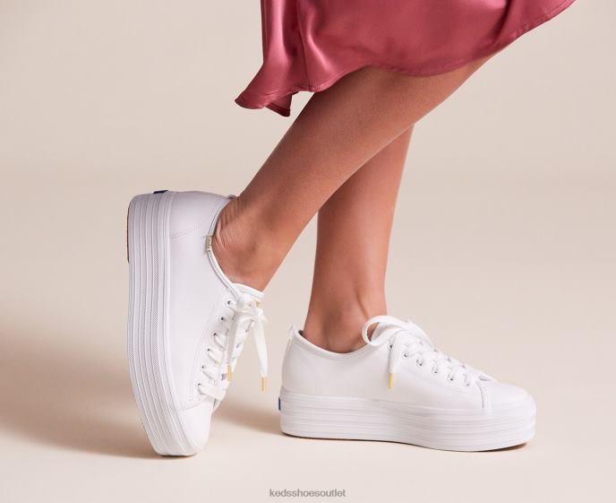 Footwear Triple Up Leather Sneaker Women Keds 4D6HZ90 White