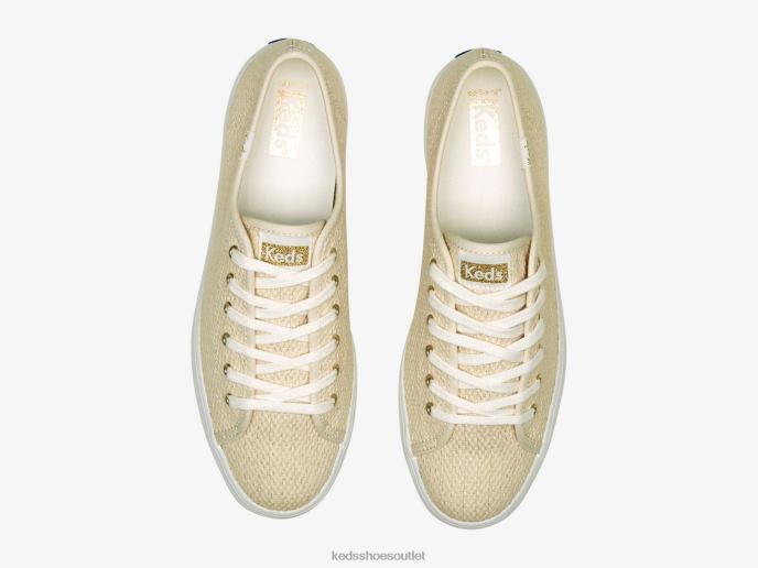 Footwear Triple Up Metallic Woven Sneaker Women Keds 4D6HZ189 Natural Gold