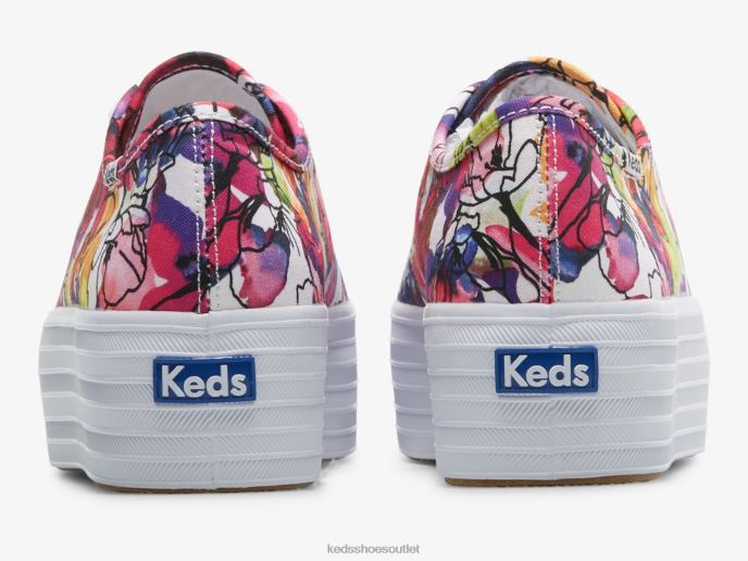 Footwear Triple Up Watercolor Floral Sneaker Women Keds 4D6HZ162 White Purple
