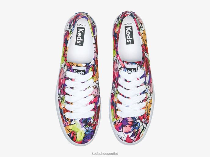 Footwear Triple Up Watercolor Floral Sneaker Women Keds 4D6HZ162 White Purple