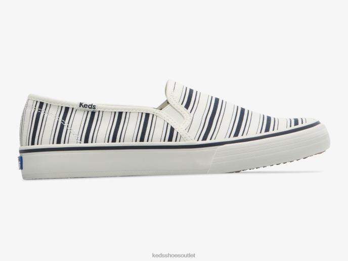 Footwear Double Decker Canvas Stripe Slip On Sneaker Women Keds 4D6HZ67 White Navy