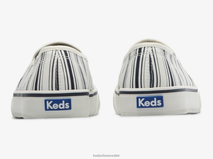 Footwear Double Decker Canvas Stripe Slip On Sneaker Women Keds 4D6HZ67 White Navy