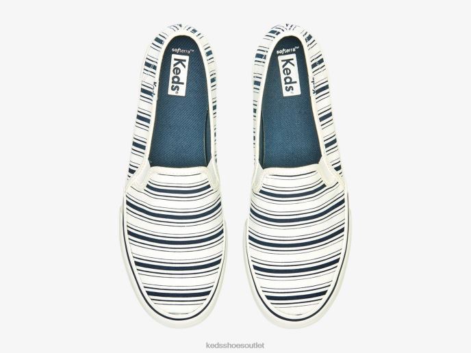 Footwear Double Decker Canvas Stripe Slip On Sneaker Women Keds 4D6HZ67 White Navy