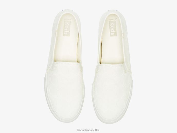 Footwear Double Decker Circle Crochet Slip On Sneaker Women Keds 4D6HZ39 White