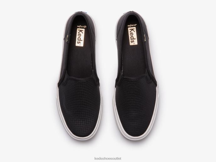 Footwear Double Decker Emboss Leather Slip On Sneaker Women Keds 4D6HZ24 Black