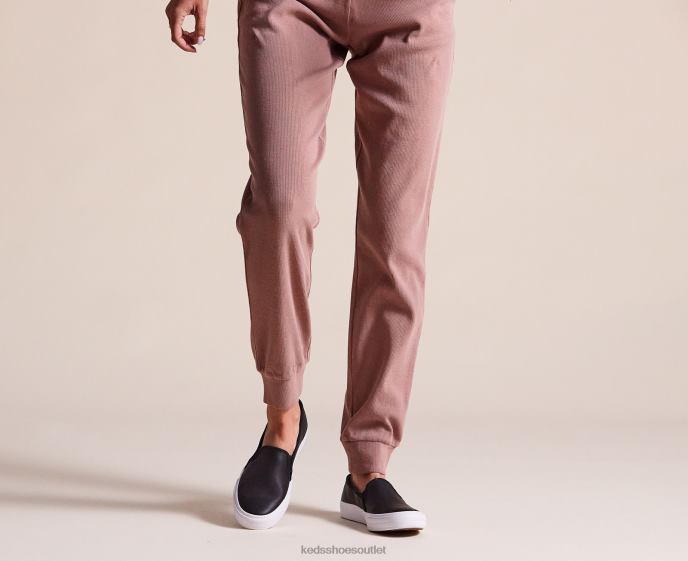 Footwear Double Decker Leather Slip On Sneaker Women Keds 4D6HZ27 Black