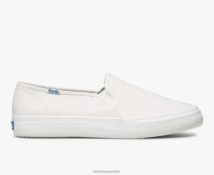Footwear Double Decker Leather Slip On Sneaker Women Keds 4D6HZ28 White