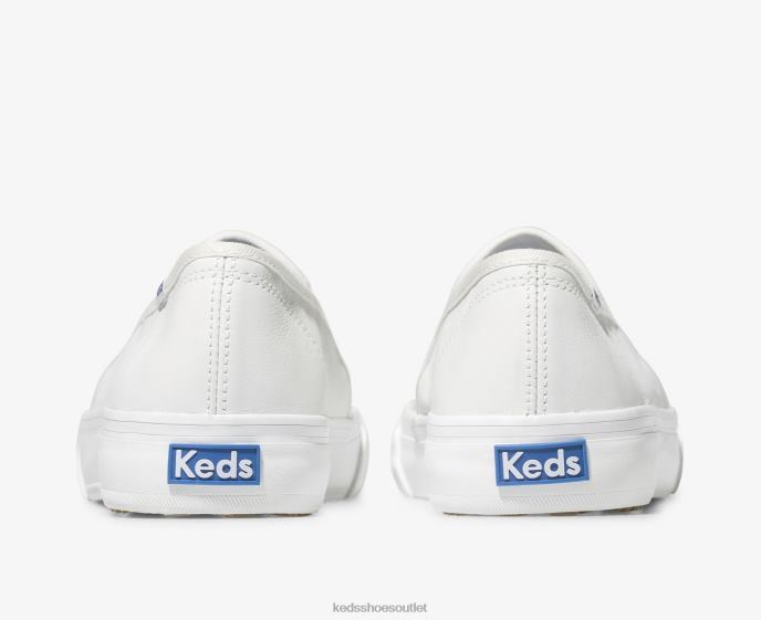 Footwear Double Decker Leather Slip On Sneaker Women Keds 4D6HZ28 White