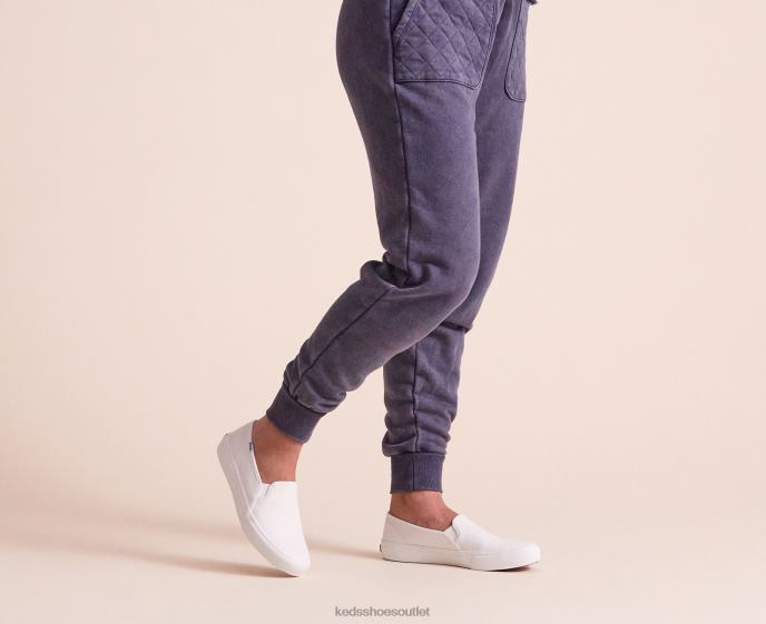 Footwear Double Decker Leather Slip On Sneaker Women Keds 4D6HZ28 White