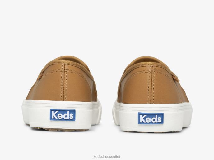 Footwear Double Decker Leather Slip On Sneaker Women Keds 4D6HZ30 Mocha