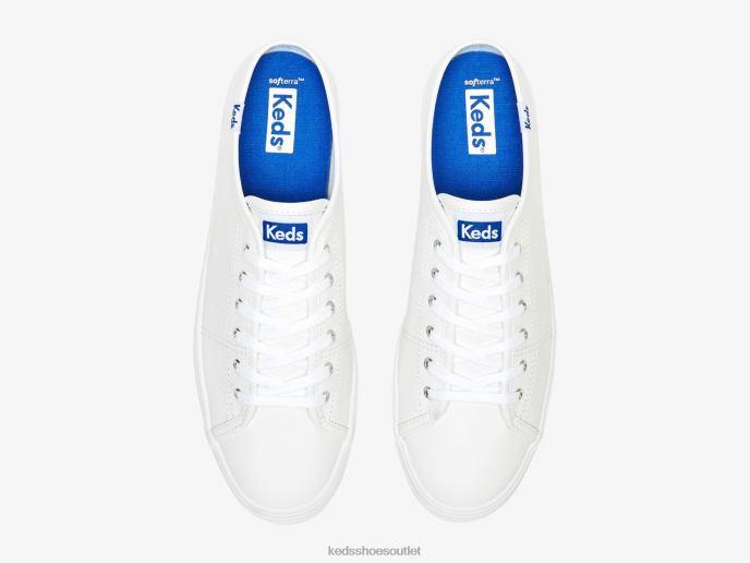 Footwear Triple Kick Mule Leather Slip On Sneaker Women Keds 4D6HZ46 White